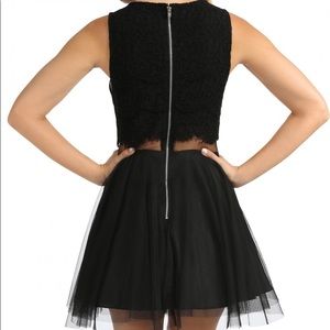 Lace Illusion Waist Layered Skirt Party Dres